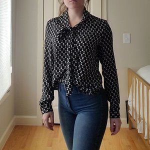 Patterned Heart Top with Bow-tie